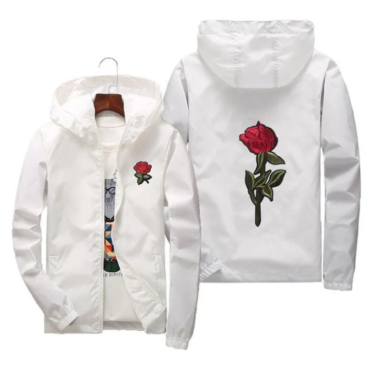 Windbreaker jacka för herr och dam med rosenmönster_voghion.com
