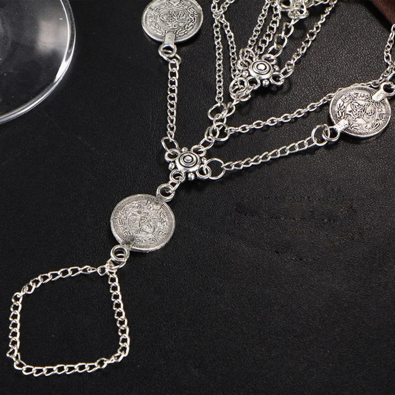 Anklets Sexy Sier Color Tassel Anklet Coin Pendant Chain Ankle Bracelet Bohemian Multi Layered Women Leg Beach Foot_voghion.com