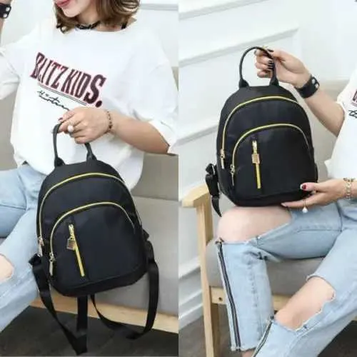 Zaino da scuola in nylon alla moda nero per ragazze adolescenti Mini per ragazze Borsa da viaggio a tracolla Zaino da donna C241011C241011_voghion.com