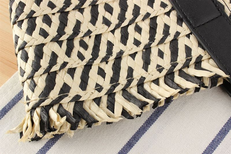 Nuova corda di carta bicolore intrecciata per pendolarismo alla moda, grande capacità, borsa a tracolla per verdure, secchiello per l'acqua_voghion.com