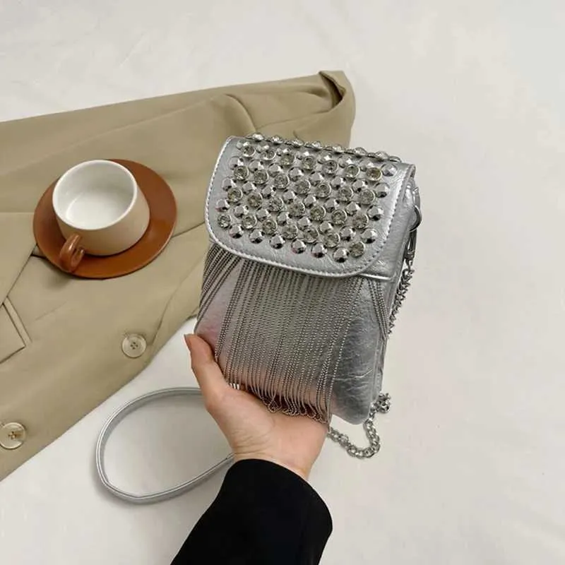 Borsa a tracolla da donna con fibbia magnetica, elegante design con nappe, tracolla Ba241216_voghion.com