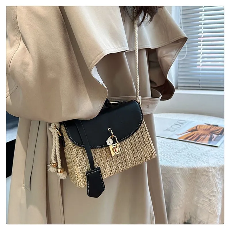 Woven Single Shoulder Crossbody Bag Premium Texture Small Square_voghion.com