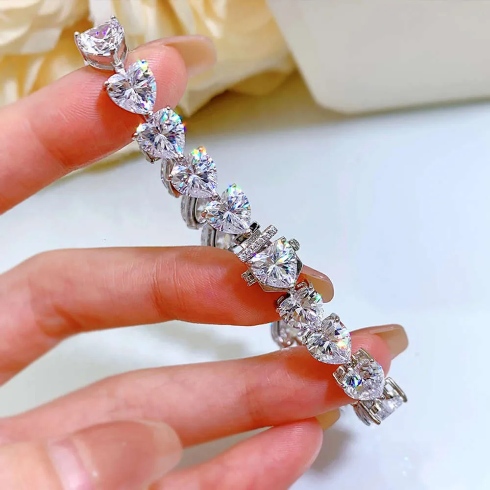 Smykker S Sterling Sier Full Diamond Heart Armbånd Mote Ins Stil_voghion.com