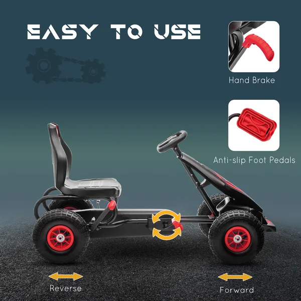 Aosom Kids Pedal Go Kart Ride-on Toy With Ergonomic Comfort, Pedal Car With Tough, Wear-Resistant Tread, Go Cart Kids Car For Boys & Girls With_voghion.com