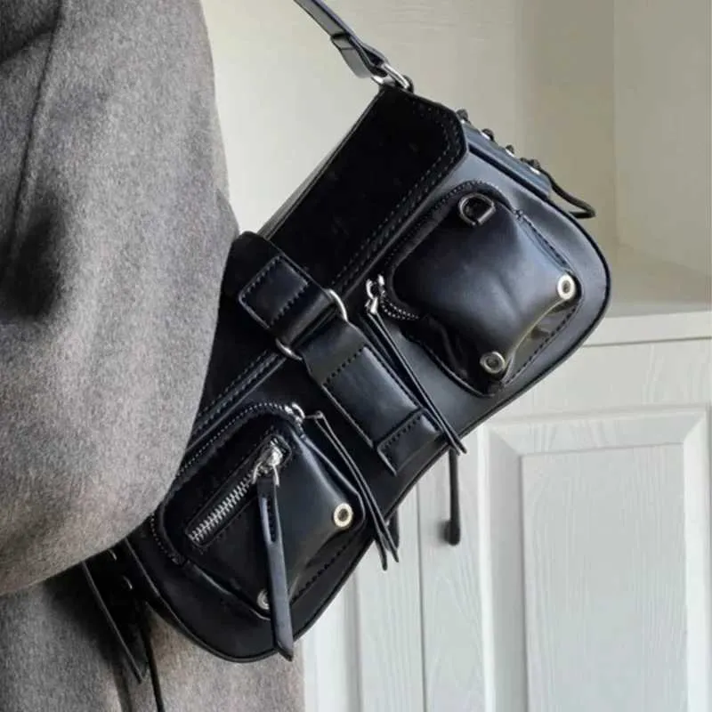 Y2K Femmes Coréennes Haruku Vintage Gothique Noir Sac À Main Esthétique Élégant Punk Portefeuille Sac À Main Sacs À Main Épaule Tendance_voghion.com