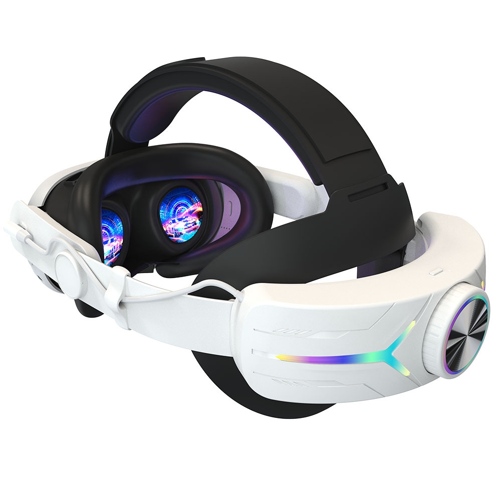 Auriculares plegables ajustables con efecto de iluminación RGB recargables por USB para Meta Quest 3 (Elite)