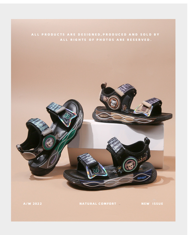 Strandschuhe für Kinder 2024 Neue schöne Sandalen für Jungen für große Kinder Rutschfest und verschleißfest Sommergeruchsvermeidung_voghion.com