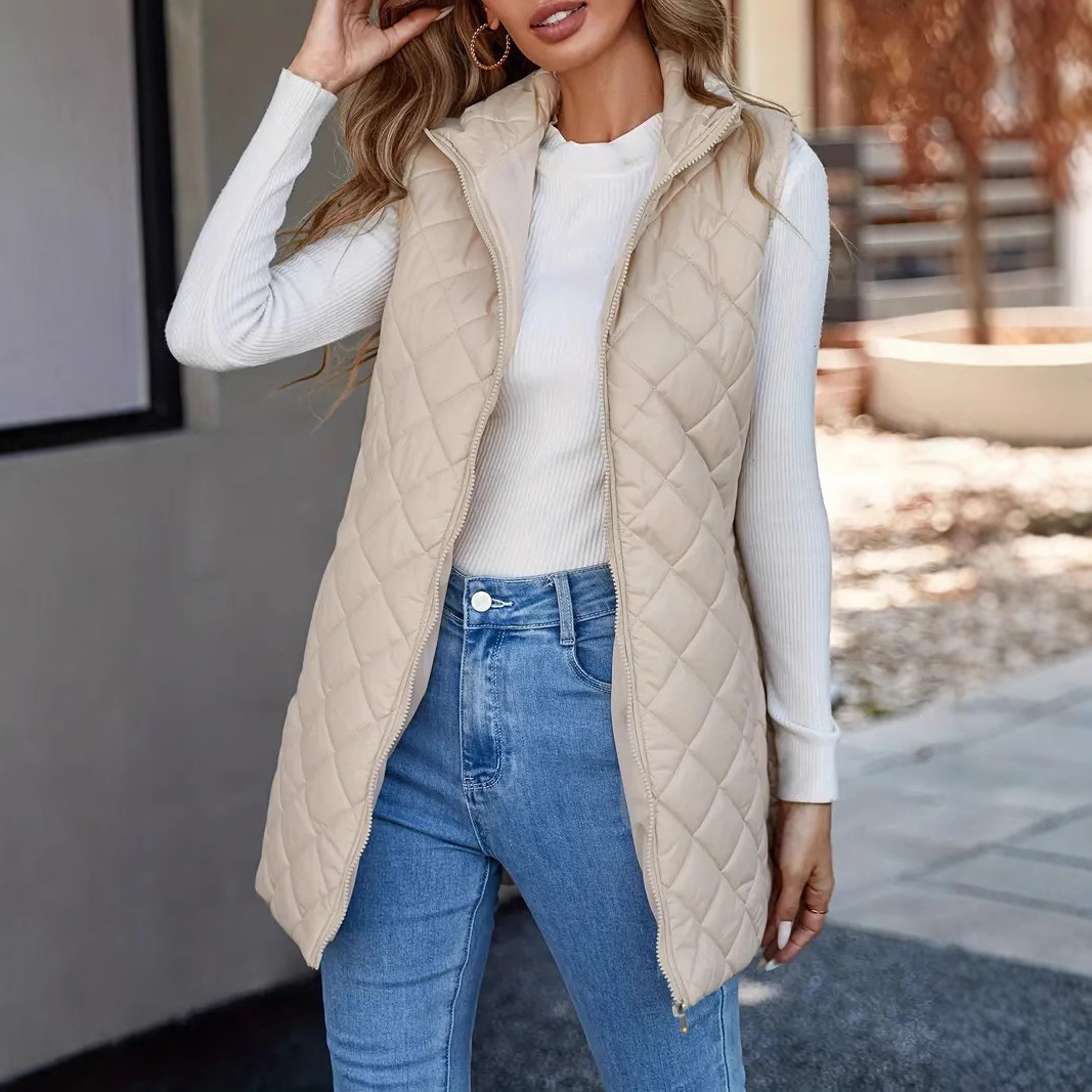 Women's Clothing Thin Warm Women's Lightweight Warm Quilted Vest Coat With Hood - Long Sleeveless Jacket For Casual Outfits (, )​