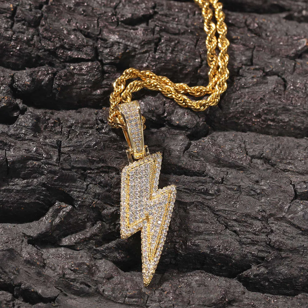Collana con pendente fulmine moissanite oro argento sterling_voghion.com