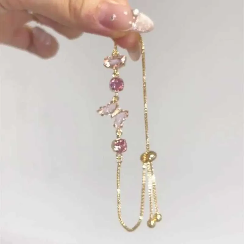 Bracciale a farfalla con cristalli da donna regolabile in oro_voghion.com