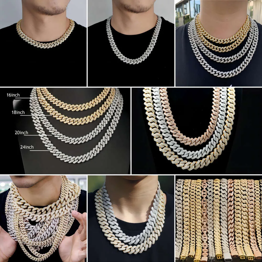 Diamond Pass Tester Επιχρυσωμένο Sier Hip Hop Iced Out Moissanite Γυναικείο Χοντρό Κολιέ Miami Κουβανέζικη Αλυσίδα με Σύνδεσμο για Άνδρες_voghion.com