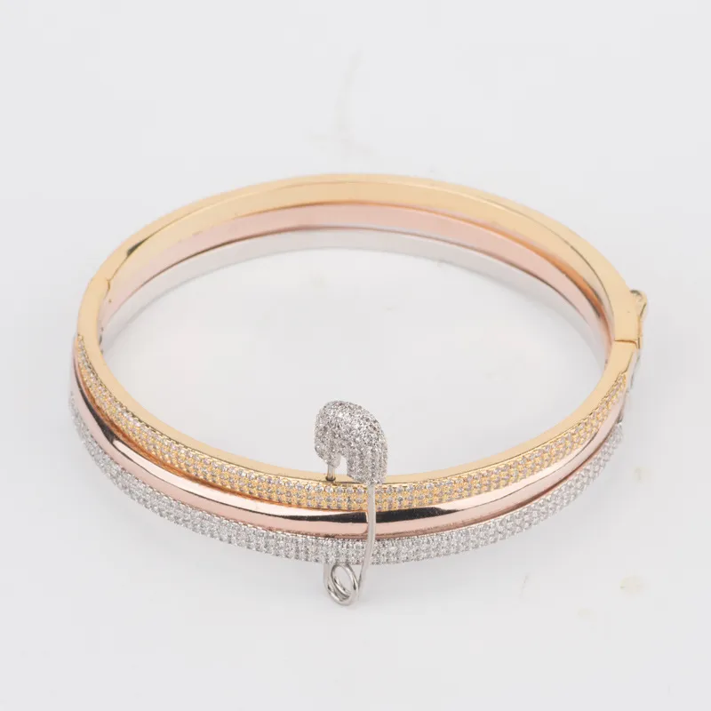 Pulsera de clavo unisex con alfiler ancho, joyería chapada en oro, pulseras para mujeres, niñas, damas, conjunto de joyas, diseñador, cumpleaños, boda_voghion.com
