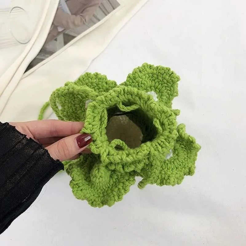 Grappige gebreide kool emmer handtas vrouwen lente zomer crossbody telefoon tas vrouwelijke meisjes casual kleine tas winkelen_voghion.com