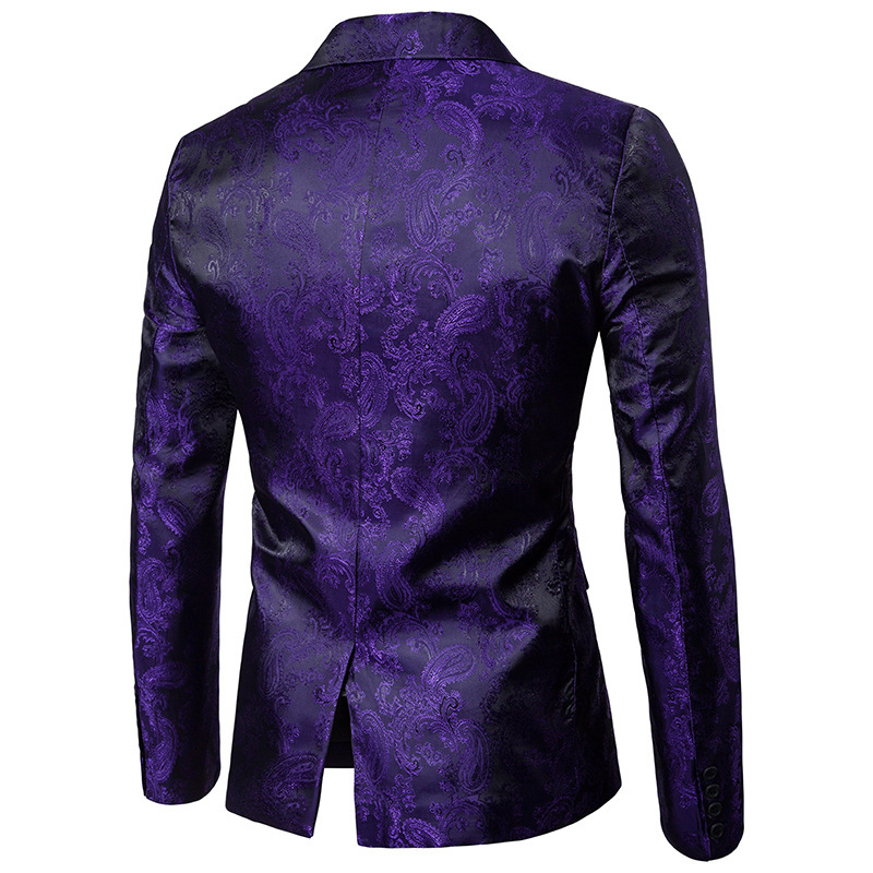 1 Plus Size Suit Court Style Hidden Pattern Design Fashion Single Button Slim Fit Men's Blazer_voghion.com