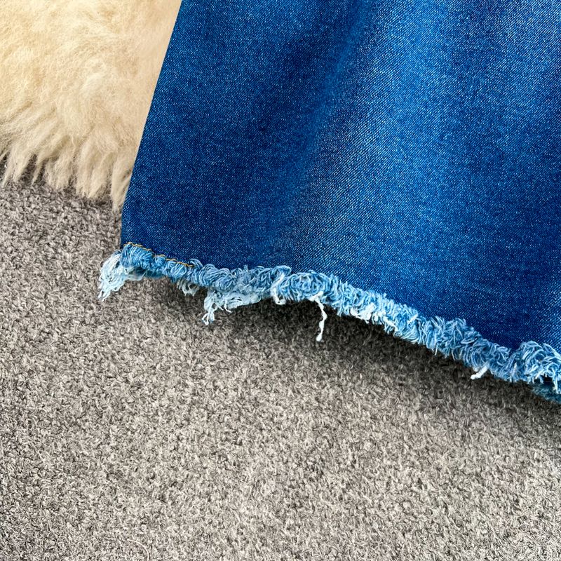 Women's color-changing tube top waist slimming mid-length back slit denim hip-hing dress_voghion.com