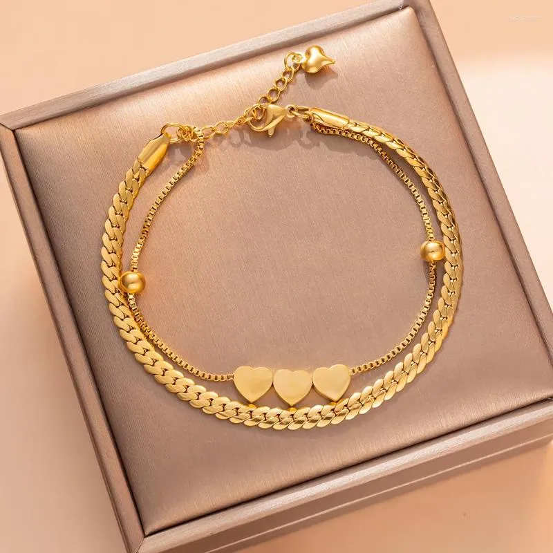Armreif HIYEE Trend vergoldet Pfirsich Herz Edelstahl wasserdicht nicht verblassend Damen klassisch Mode Armband_voghion.com