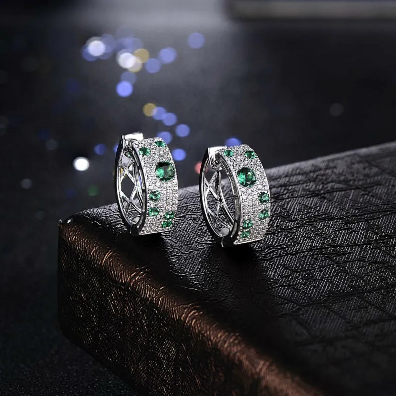 Santuzza für Frauen authentische 100% Sterling Silber schimmernde grüne CZ Ohrringe Ring Set Modeschmuck CX200623_voghion.com