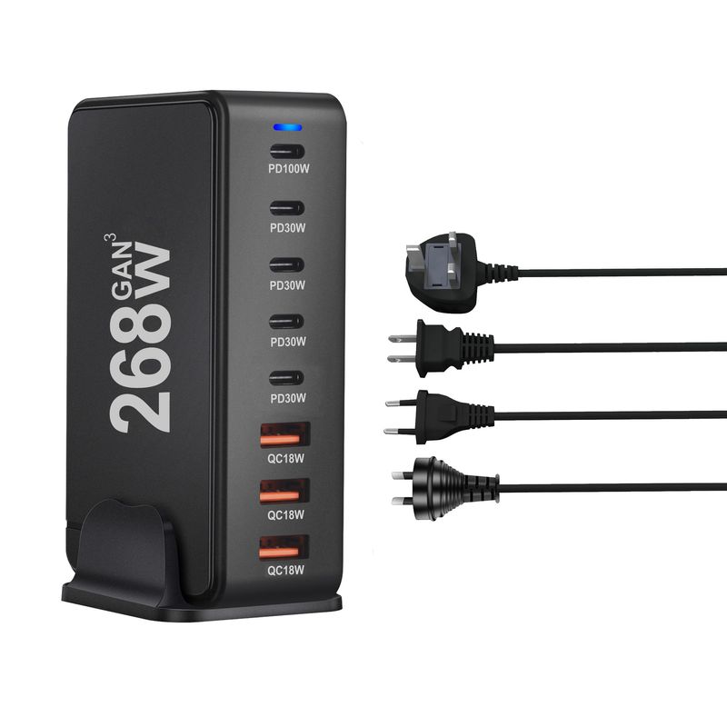 Încărcător de birou multifuncțional de mare putere, 240W GaN Multiport 268WPD, nou_voghion.com