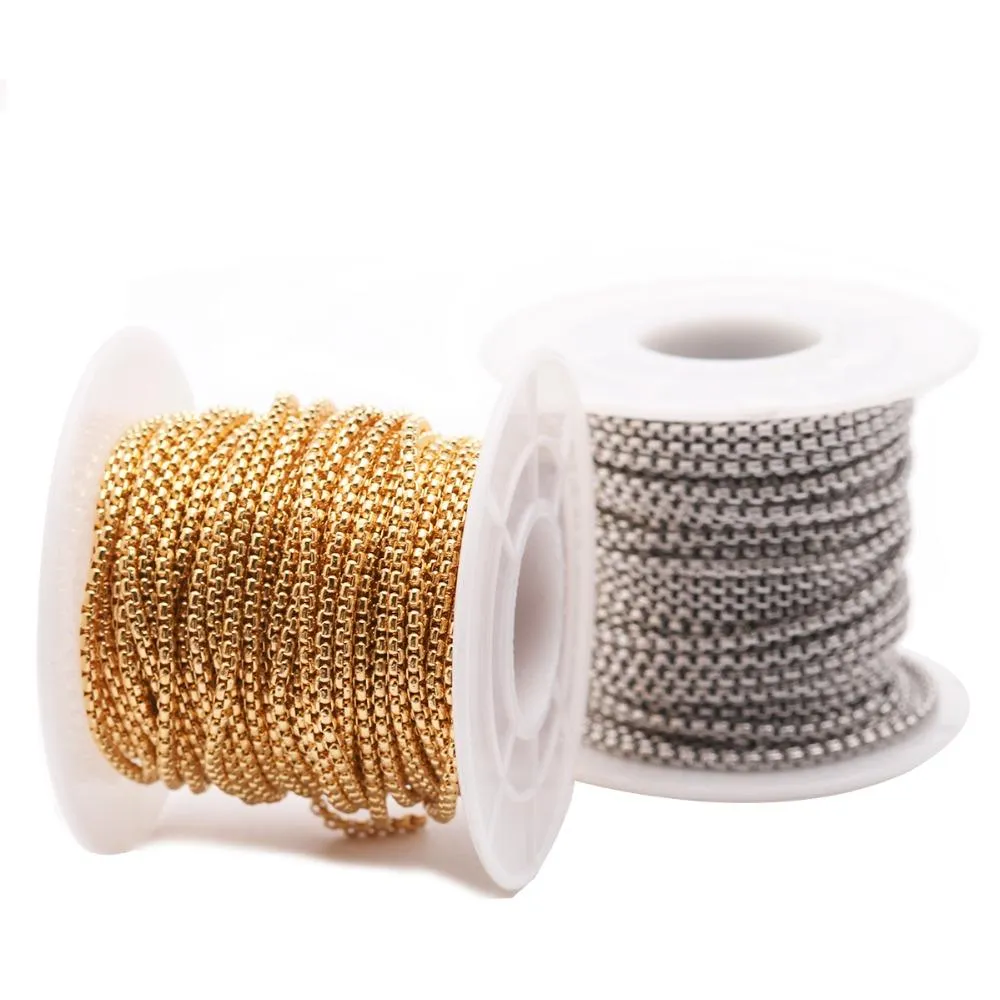 10 yard/rotolo 2 mm 2,5 mm 3 mm argento oro nero acciaio inossidabile catena rolo sfusa per materiali per la realizzazione di collane di gioielli fai da te_voghion.com