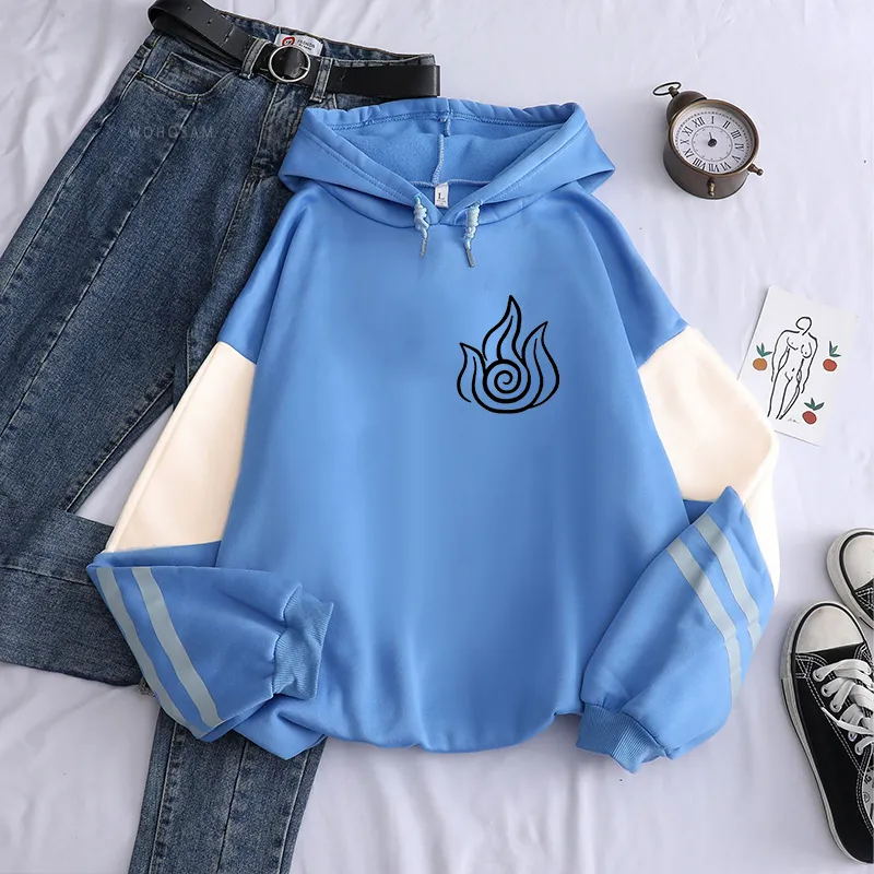 Felpe con cappuccio da uomo Avatar The Last Airbender Haruku Anime Felpa con cappuccio Abbigliamento Acqua Terra Fuoco Aria Grafica Oversize Patchwork_voghion.com