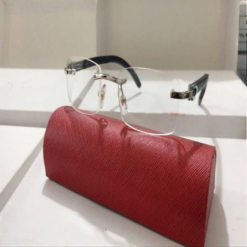 Designer Sunglasses Yellow Polarized Rimless Square Horn Glasses_voghion.com