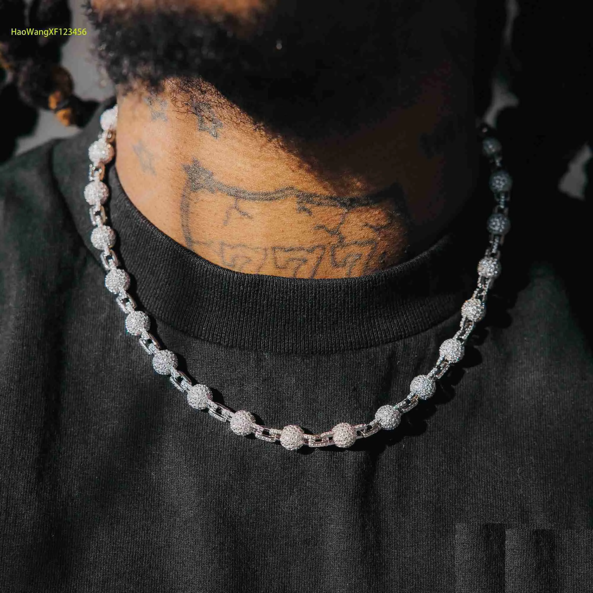 Nova dizajnerska ogrlica hip hop okrogla verižica z biseri za moške in ženske z enakim personaliziranim nakitom_voghion.com