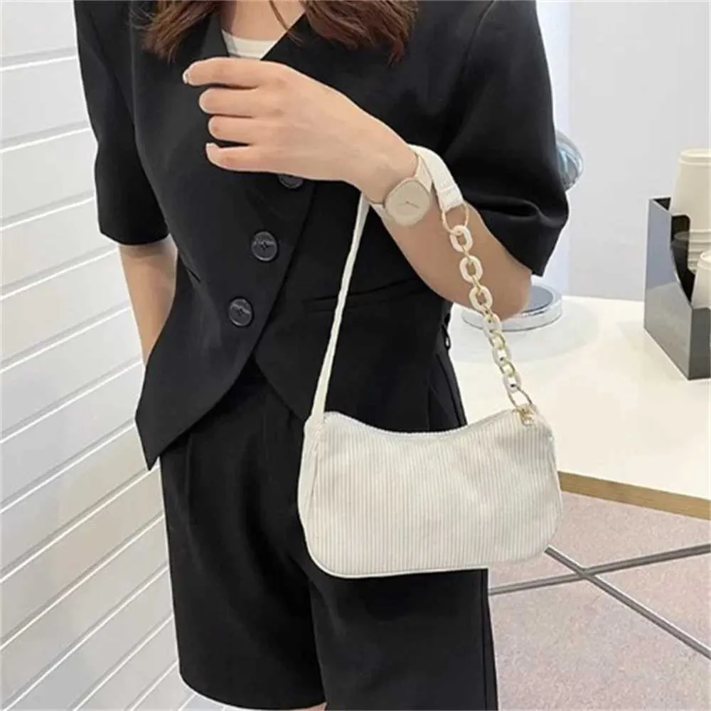 Mode Retro Herbst Winter Cord Unterarm Zipper Schulter Kleine Tasche für Frauen Weiche Casual Clutch Handtasche Y241121_voghion.com