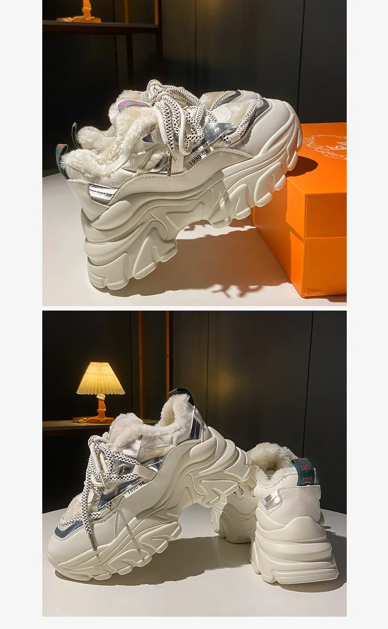 Chaussures de sport à semelle épaisse, bout rond, talon éponge pour plus de confort, moelleuses et chaudes, pour femmes, tendance et polyvalentes_voghion.com