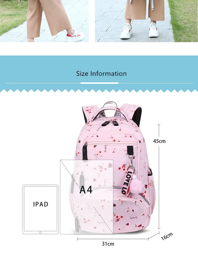 Kids Waterproof For Girls School Bags Children Backpacks Schoolbag Cute Ballon Printing Laptop Backpack_voghion.com