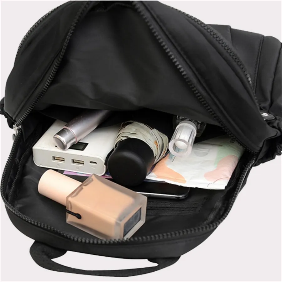 Solid Color Nylon Backpack, Lightweight Travel School Bag, Fashion Daypack For Work,Travel Bag Can Be Hung In Lage_voghion.com