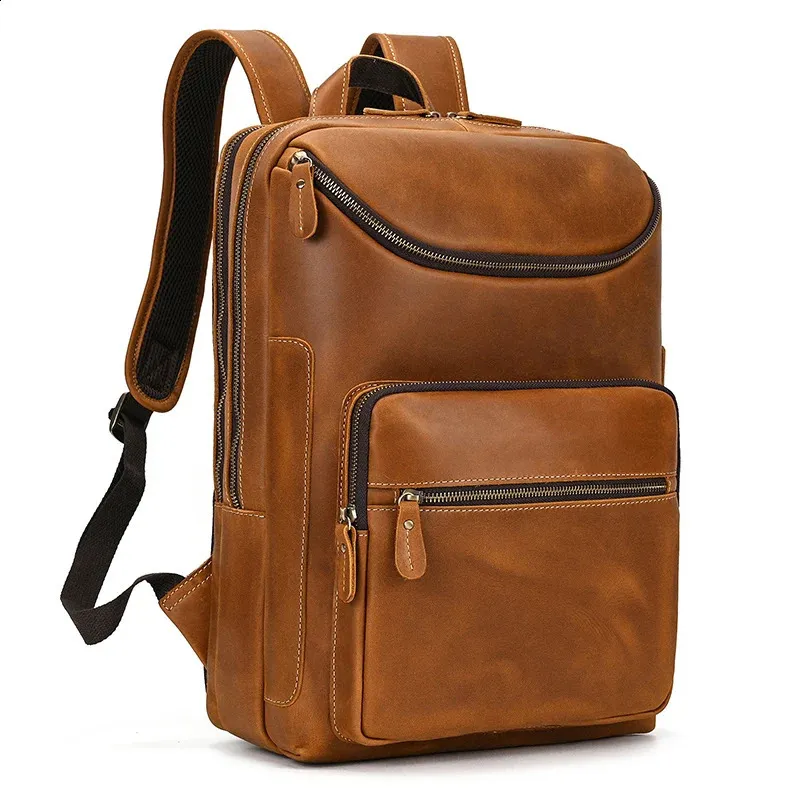 Mochila para portátil de 14" y 15,9" de piel auténtica para hombre, de piel de Caballo Loco, 240902_voghion.com