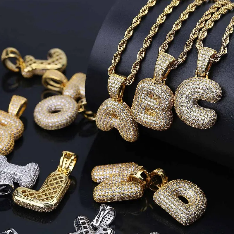 Gioielli Hip Hop da uomo, moda, collana con ciondolo a forma di lettera ghiacciata, lettere iniziali in oro, collane per uomo_voghion.com