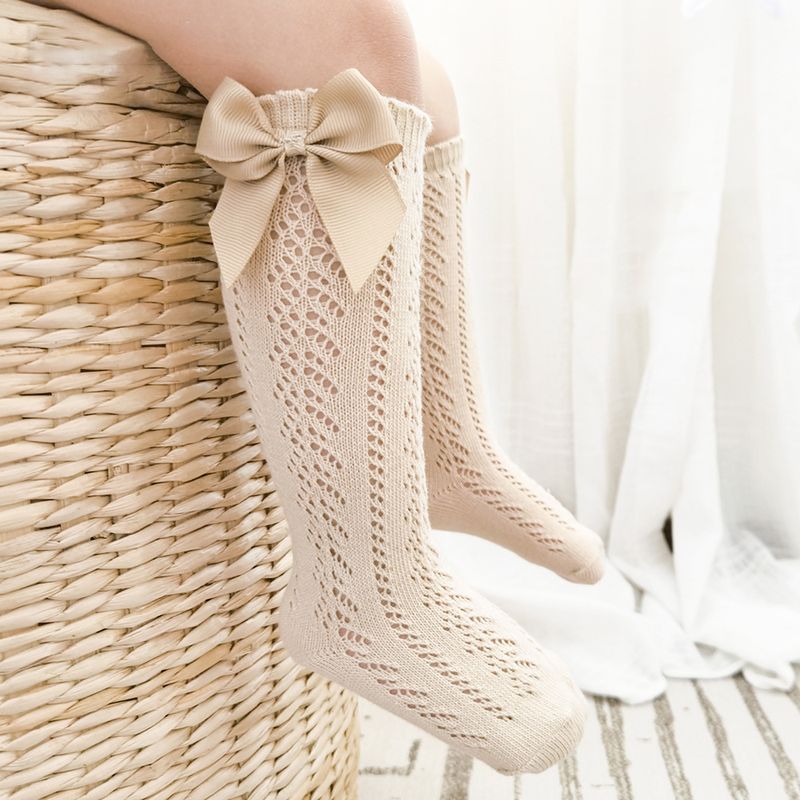 Neu Sommer Baby Knie Hohe Socken Kinder Mädchen Bogen Lange Socke Weiche Baumwolle Mesh Atmungsaktive Kinder_voghion.com