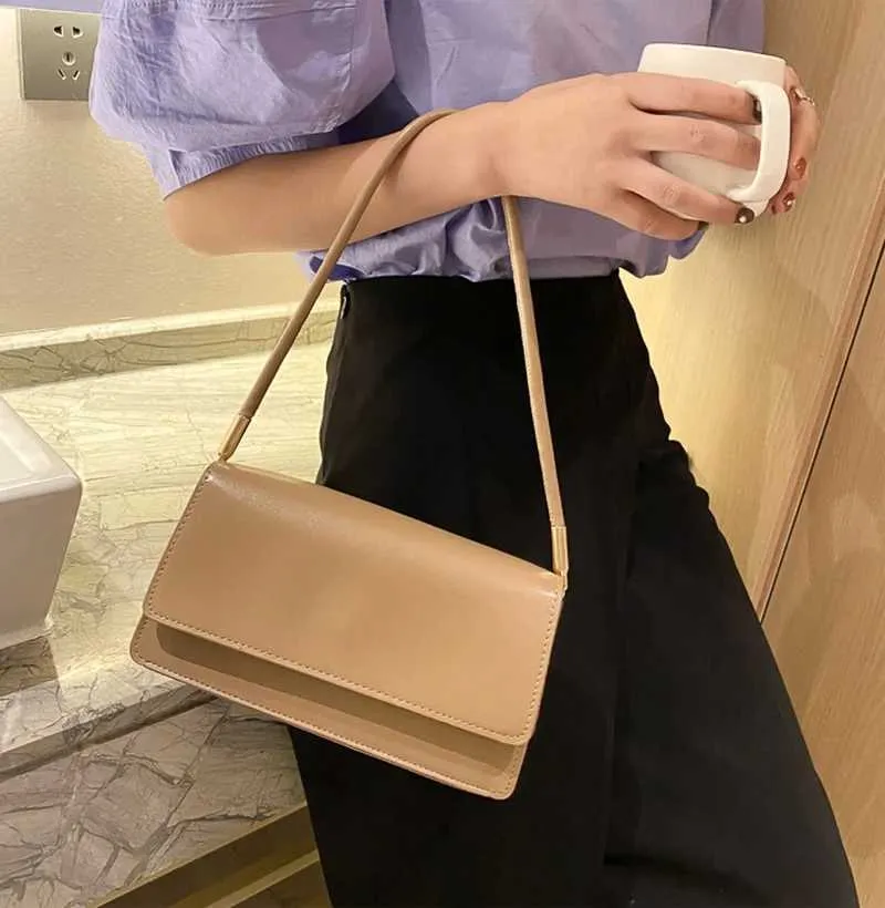 Yeni Moda Kadın Omuz Çantaları Basit Düz Renk Koltuk Altı El Çantası El Çantası El Çantası ClutchC241104_voghion.com