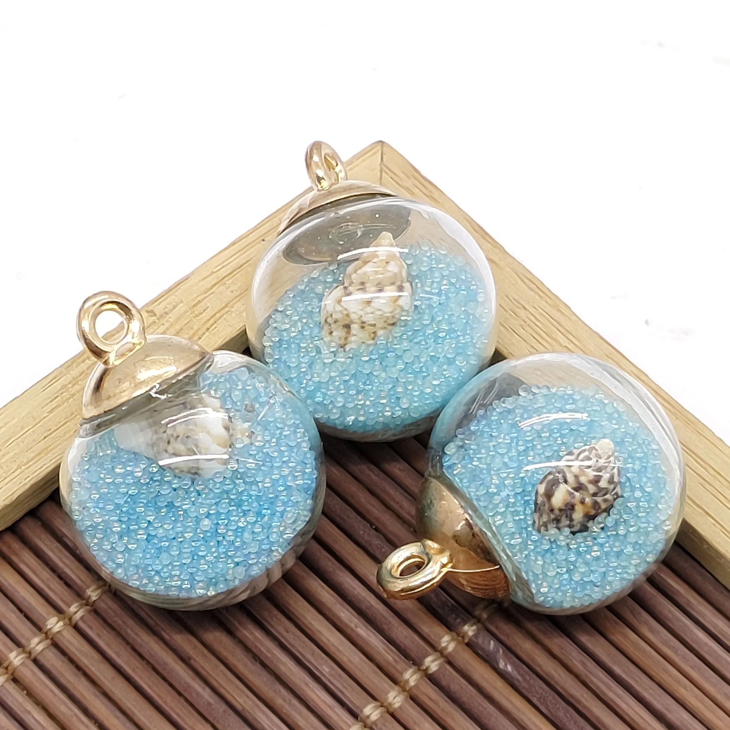 Kolye Kolye 5 adet Cam Top Şeffaf Deniz Kabuğu Charm Bayan Moda Yapımı Kendin Yap Kolye Küpe Bilezik Takı_voghion.com