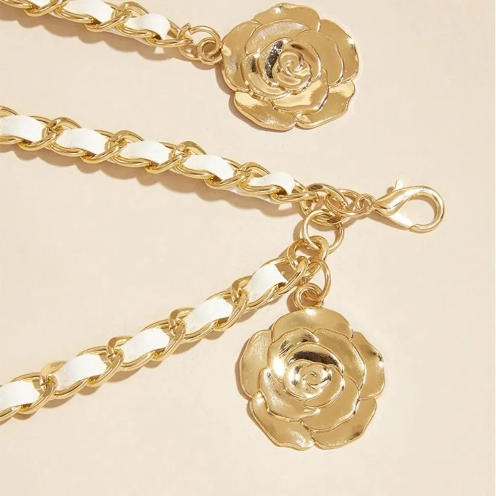 Rimmer Blummen Pendant Taille Kette Moud Jeans justierbar Rimm Punk Kleed Kostüm Metal Fraen_voghion.com