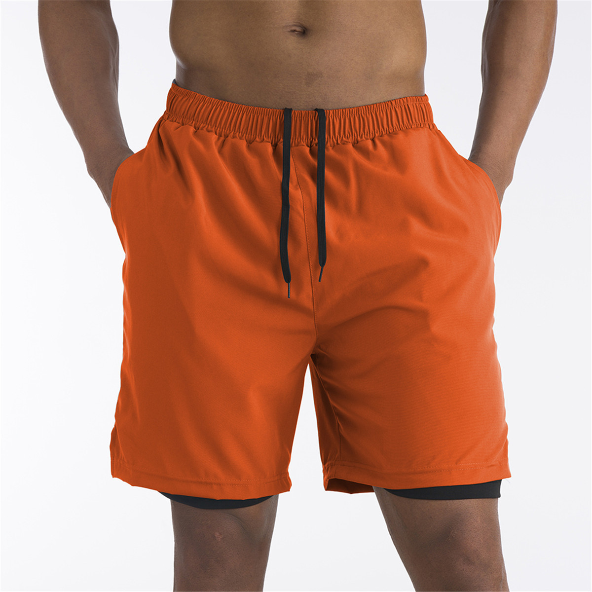 Men's 2-In-1 Training Shorts - Quick-Dry & Anti-Chafing For Gym & Basketball (US Size 7" Inseam Inner Compression Liner Black/Gray/Red)​​_voghion.com