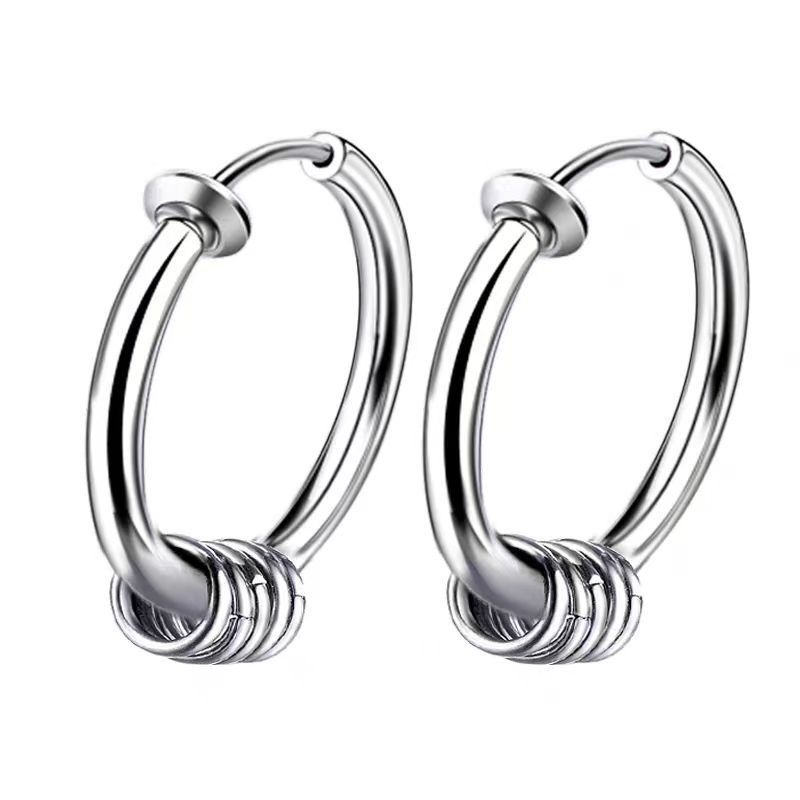 Titanium stål hoop små cirkel ins enkle trendy øreringe til mænd og kvinder uden ørehuller_voghion.com