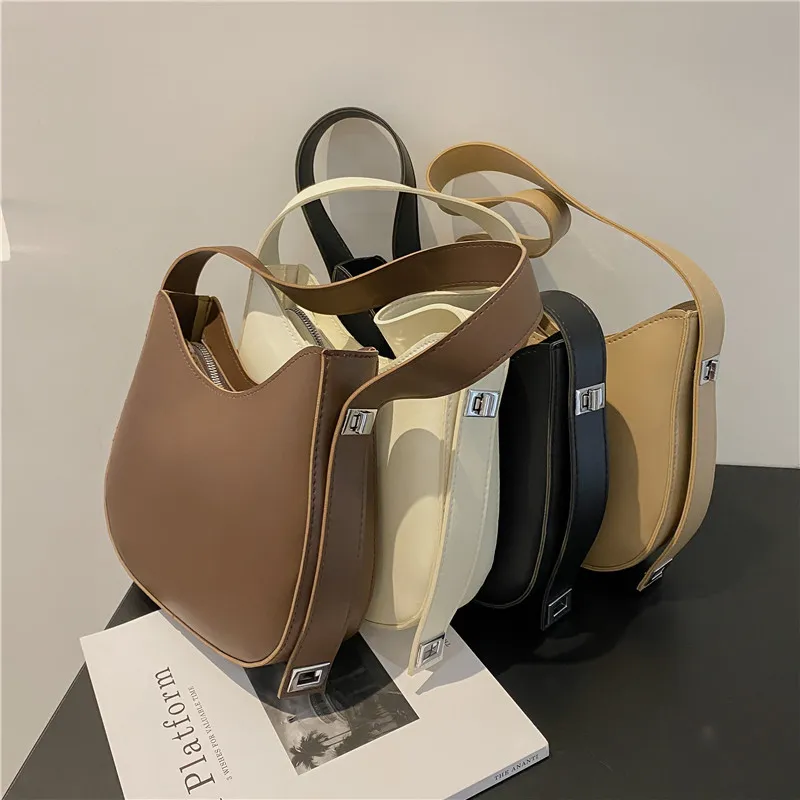 Yogodlns Half-Moon Shoulder Underarm PU Leather Armpit Retro Crossbody Bag Designer Ladies Portable Handbag Totes Purse_voghion.com