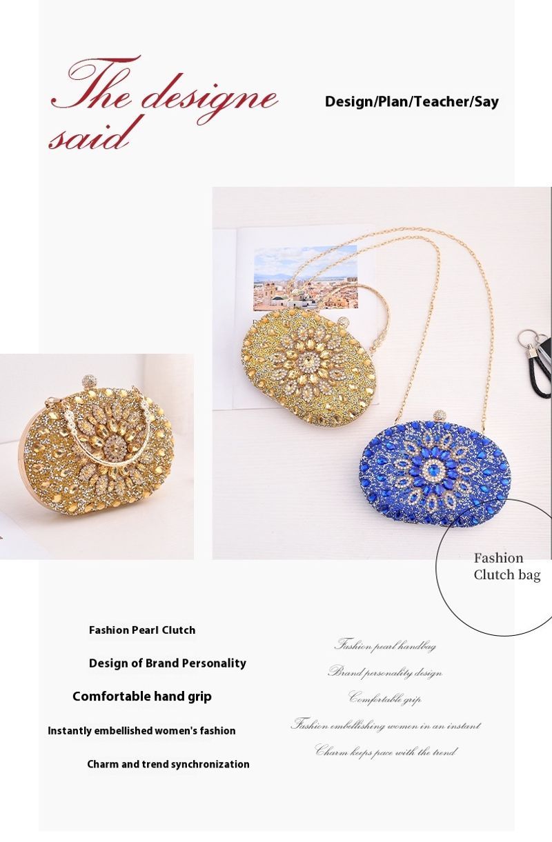 Popular Suower Fashionable Banquet Handbag Evening Dress Dia Set European And American Party Bag_voghion.com