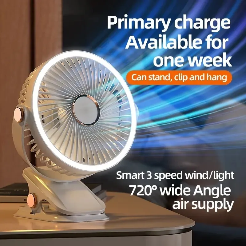 FOGOMOVE 8000mAh Camping Rechargeable Desktop Portable Air Circulator Wireless Ceiling Electric With LED Light Clip-on Home Fan_voghion.com