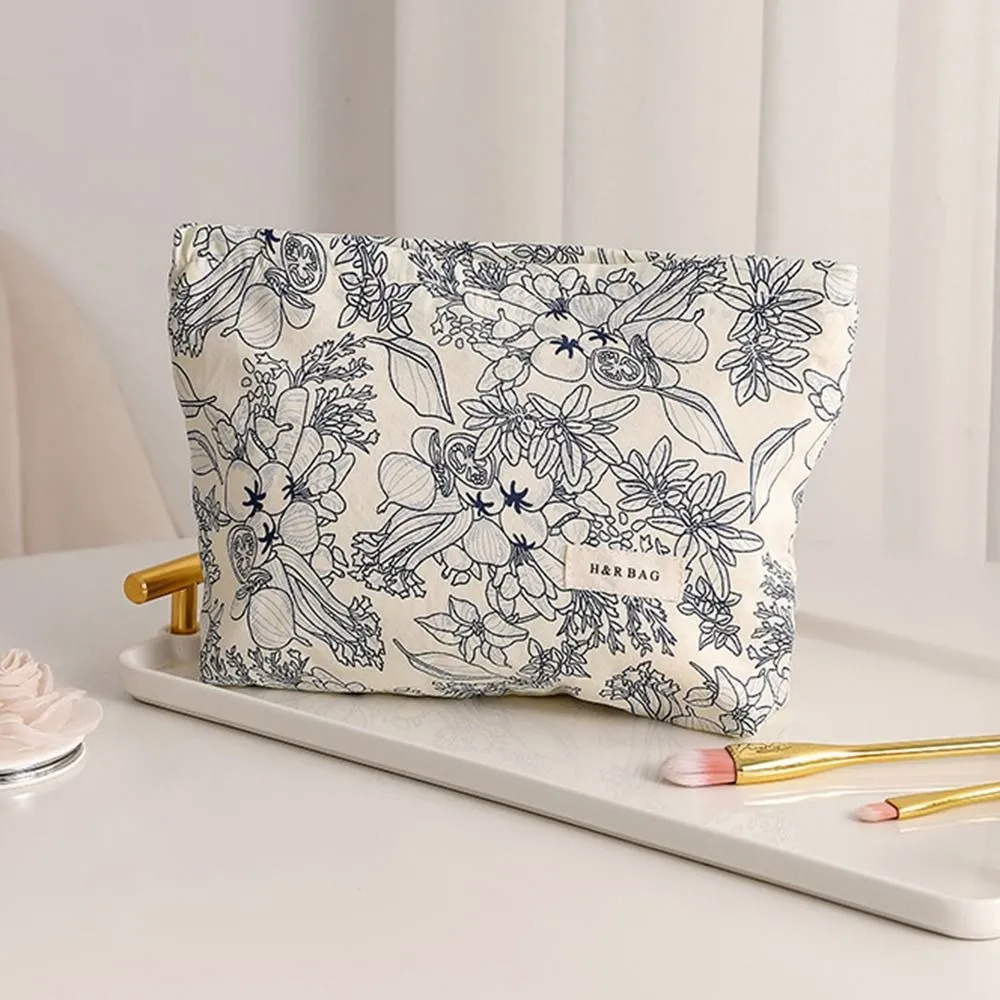 Trousse de rangement multifonction à imprimé floral, grande capacité, idéale pour le maquillage ou les voyages_voghion.com