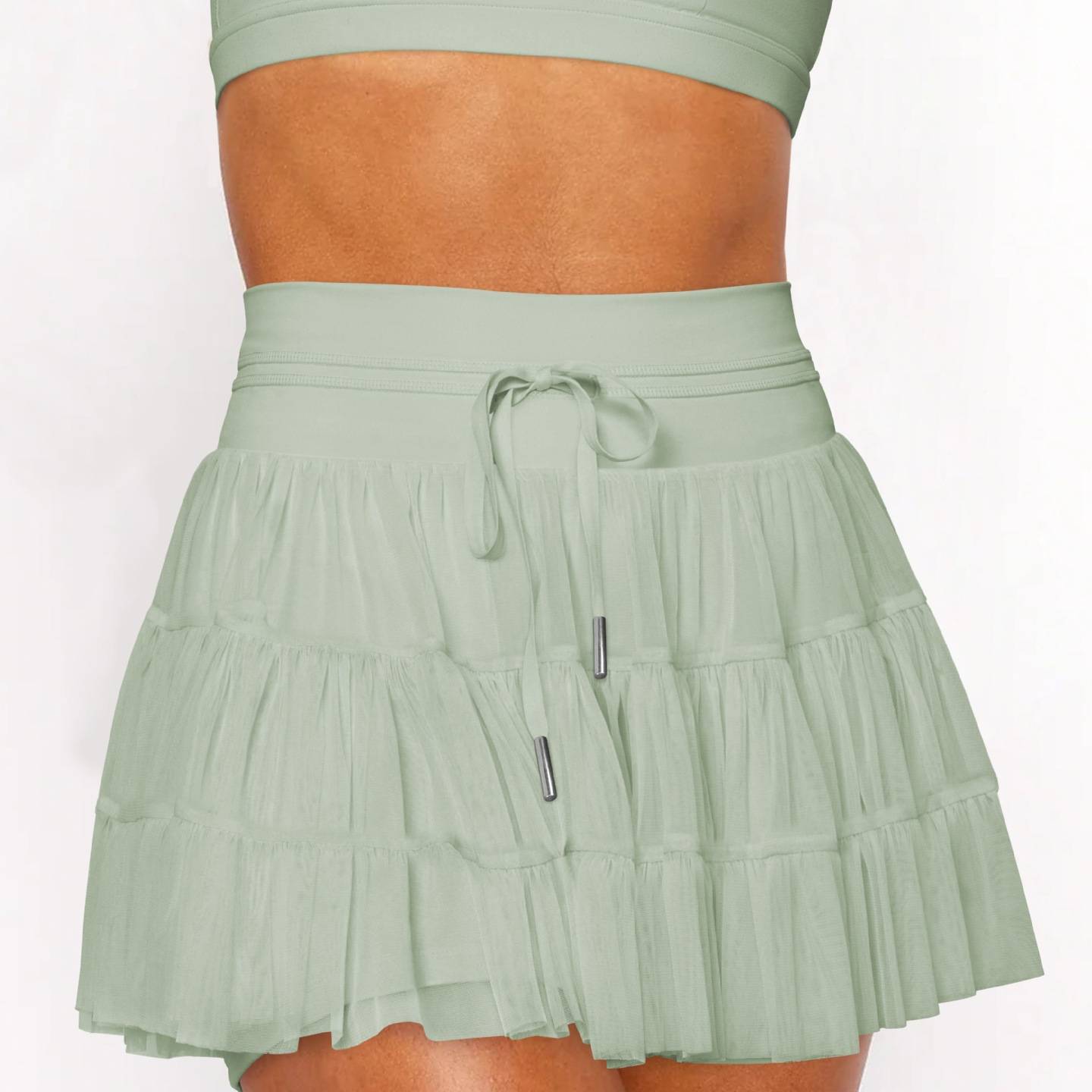 Damen Faltenrock Aus Spitzen-mesh Für Den Sommer Mit Unterhose_voghion.com