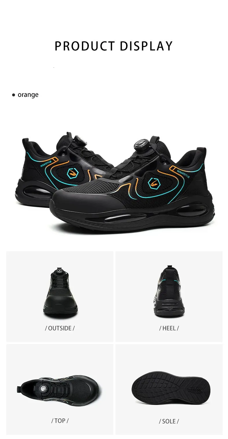 Chaussures de sécurité imperméables pour hommes, bout en acier, protection à coussin d'air et bouton rotatif, pointure 47/48, 250402_voghion.com