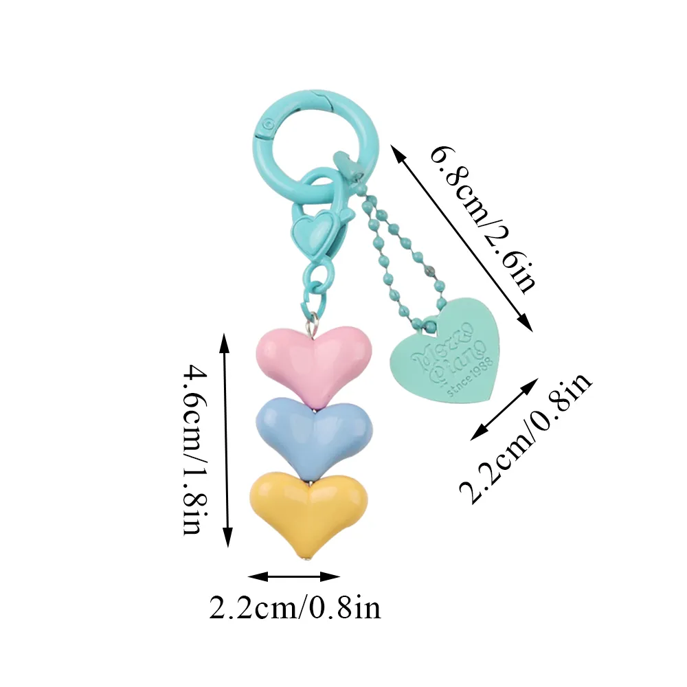 Catene per cellulare con ciondolo a forma di cuore 3D coreano, carine, per donne, portachiavi, dolce, color caramella, decorazione, gioielli_voghion.com
