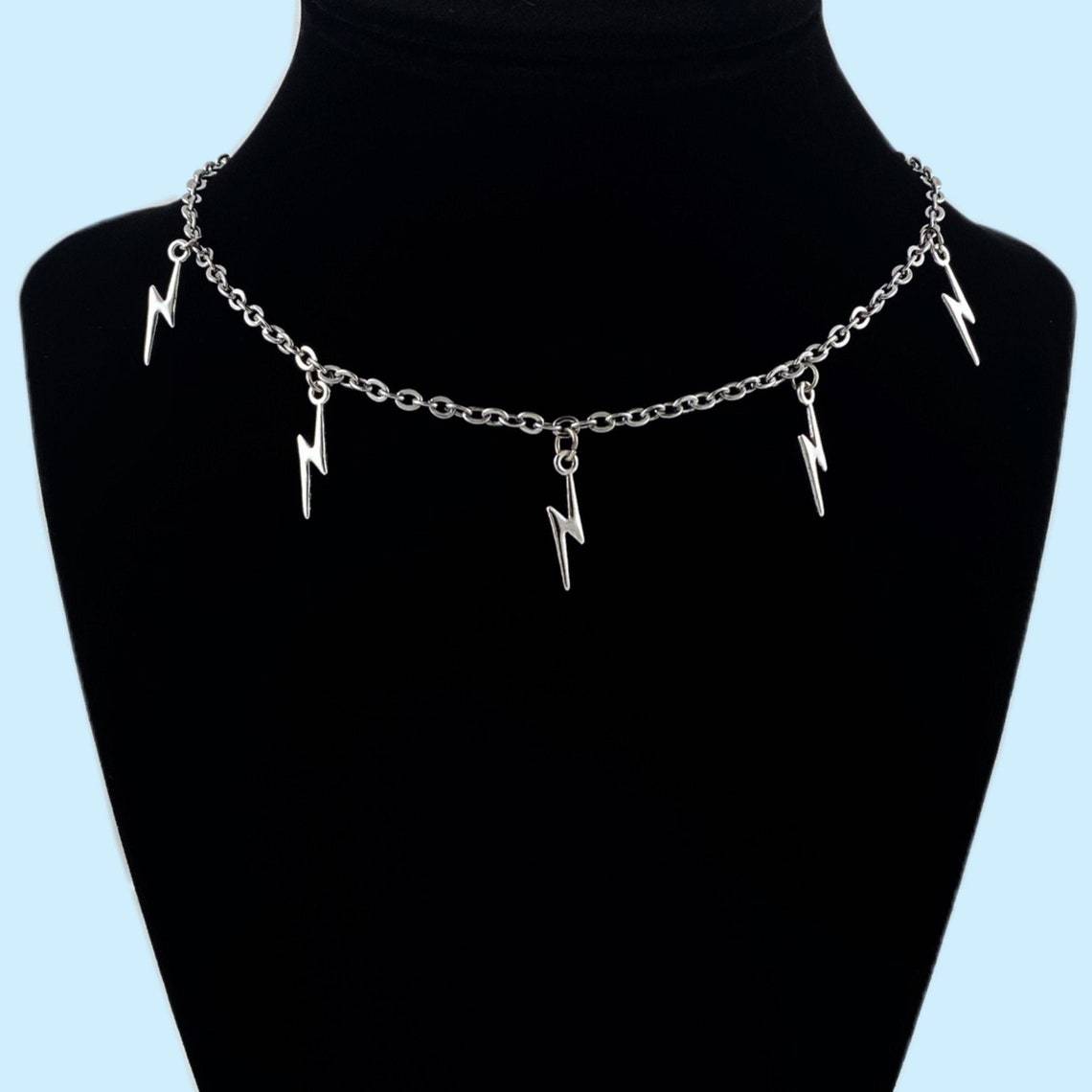 Necklaces hot selling Gothic punk thin chain lightning pendant necklace vintage fashion jewelry gift