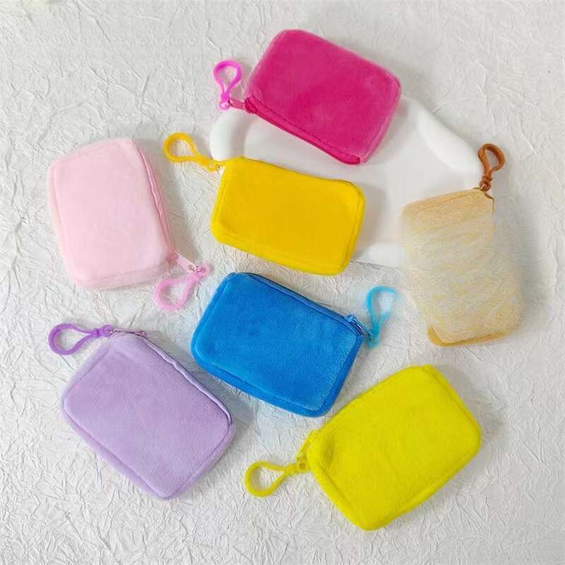 Düz Renk Kare Bozuk Para Kesesi, Peluş Küçük Sırt Çantası, Kulaklıklar, Basit Ve Şirin Bozuk Para Kesesi Ve Sırt Çantası_voghion.com