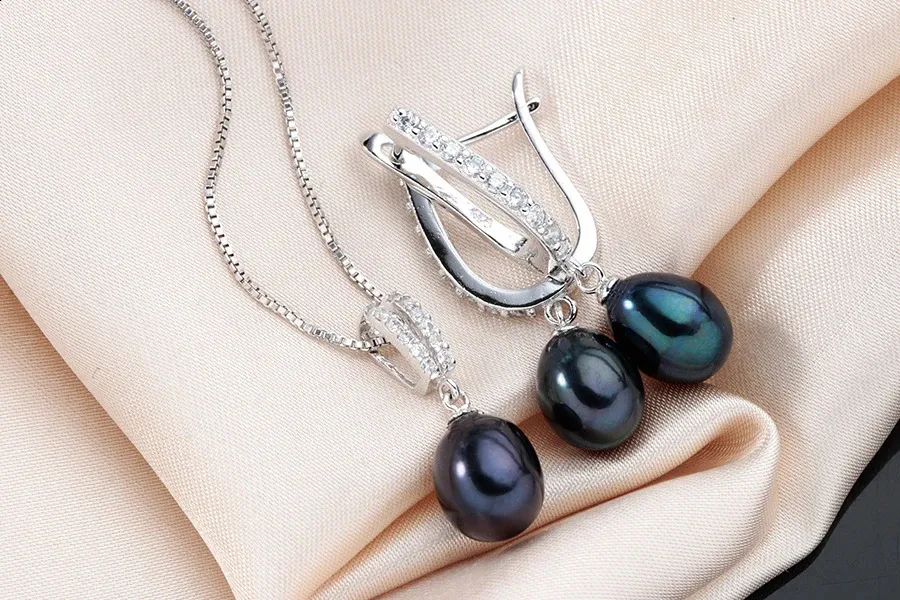 Γυναικεία σκουλαρίκια Dainashi 4 χρωμάτων Arrival Sterling Sier με φυσικό μαργαριτάρι γλυκού νερού, σετ κοσμημάτων 89mm 240119_voghion.com