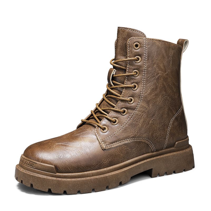 Martin Stiefel 2024 Frühherbst Neue High Retro Britischer Stil Wasserdichte Leder Herren Mid Top Motorrad_voghion.com