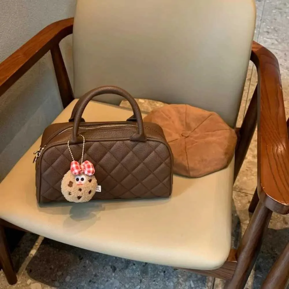 1 stück herbst und winter Maillard schokolade schwarz vintage stil bowg rhombus muster handtasche kosmetische ba241104_voghion.com